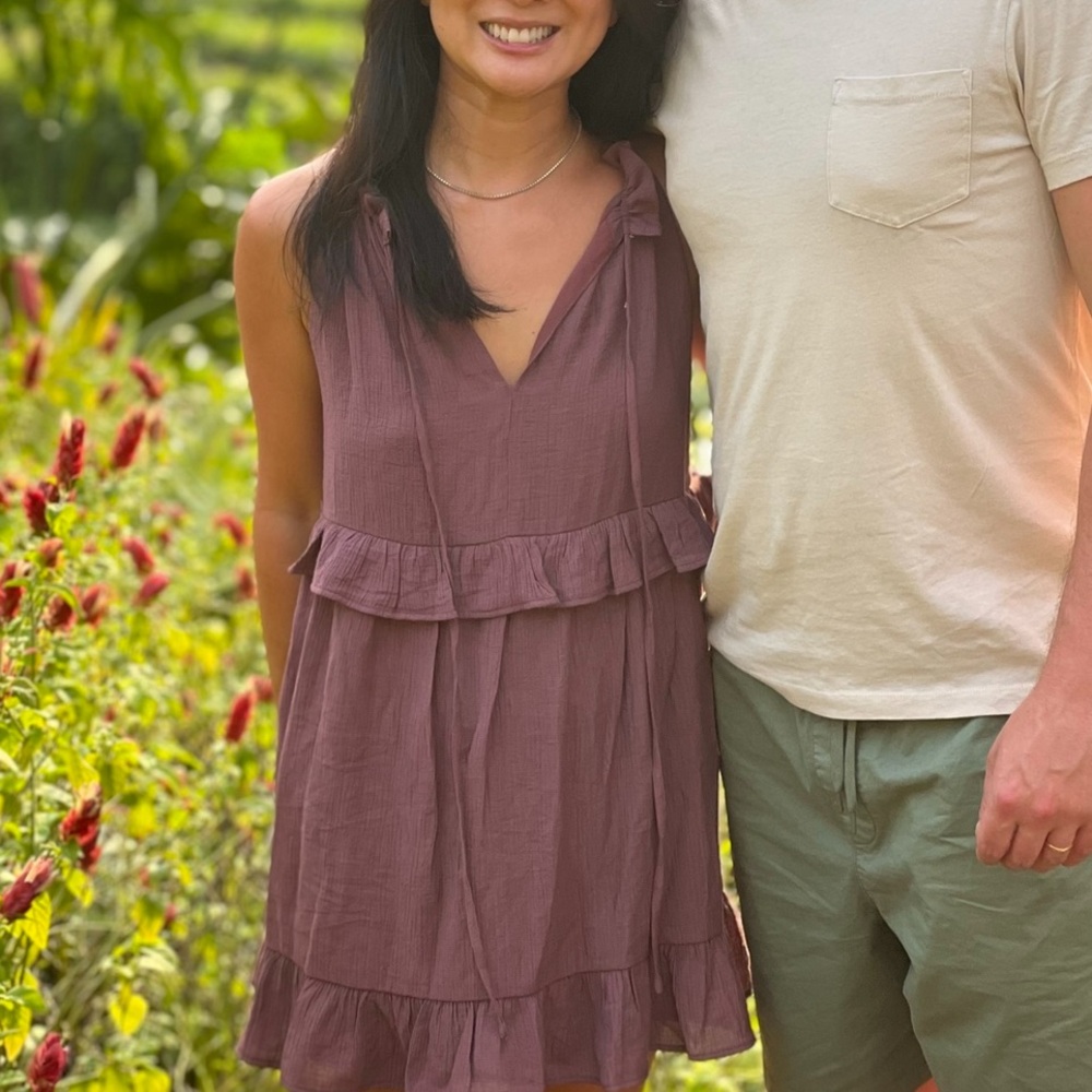 MAJORELLE Dusty Rose Plum Texture crepe dress XXS